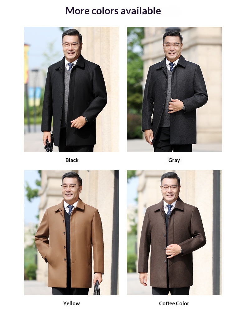 boy Boy Autumn Winter Mid-Length Slim Fit For Middle-Aged Men, Korean Style Men's Wool Trench Coat_voghion.com