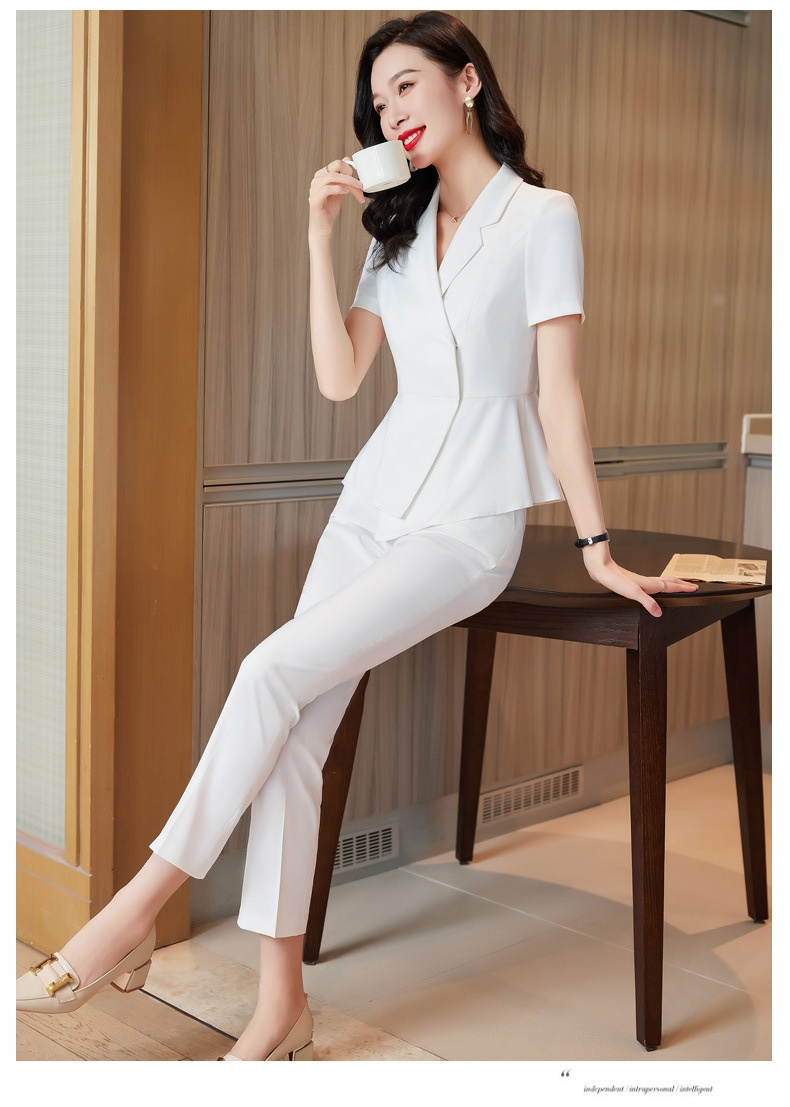 ChicShe Tenue d'été professionnelle à manches courtes, élégante et féminine, style déesse, tailleur pour bijouterie et salon de beauté._voghion.com