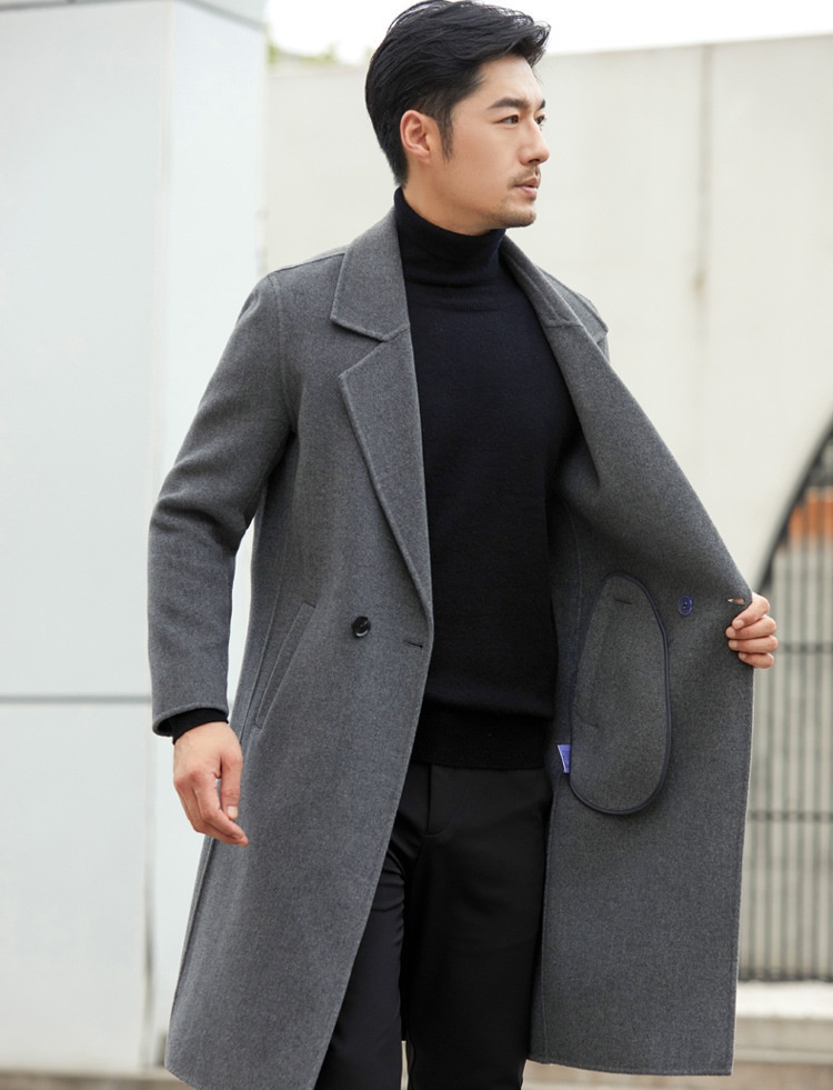 boy Boy Boy Autumn Winter New Double-Sided Cashmere Men's Mid-Length Pure Wool Trench Coat Trendy Business Versatile Jacket_voghion.com