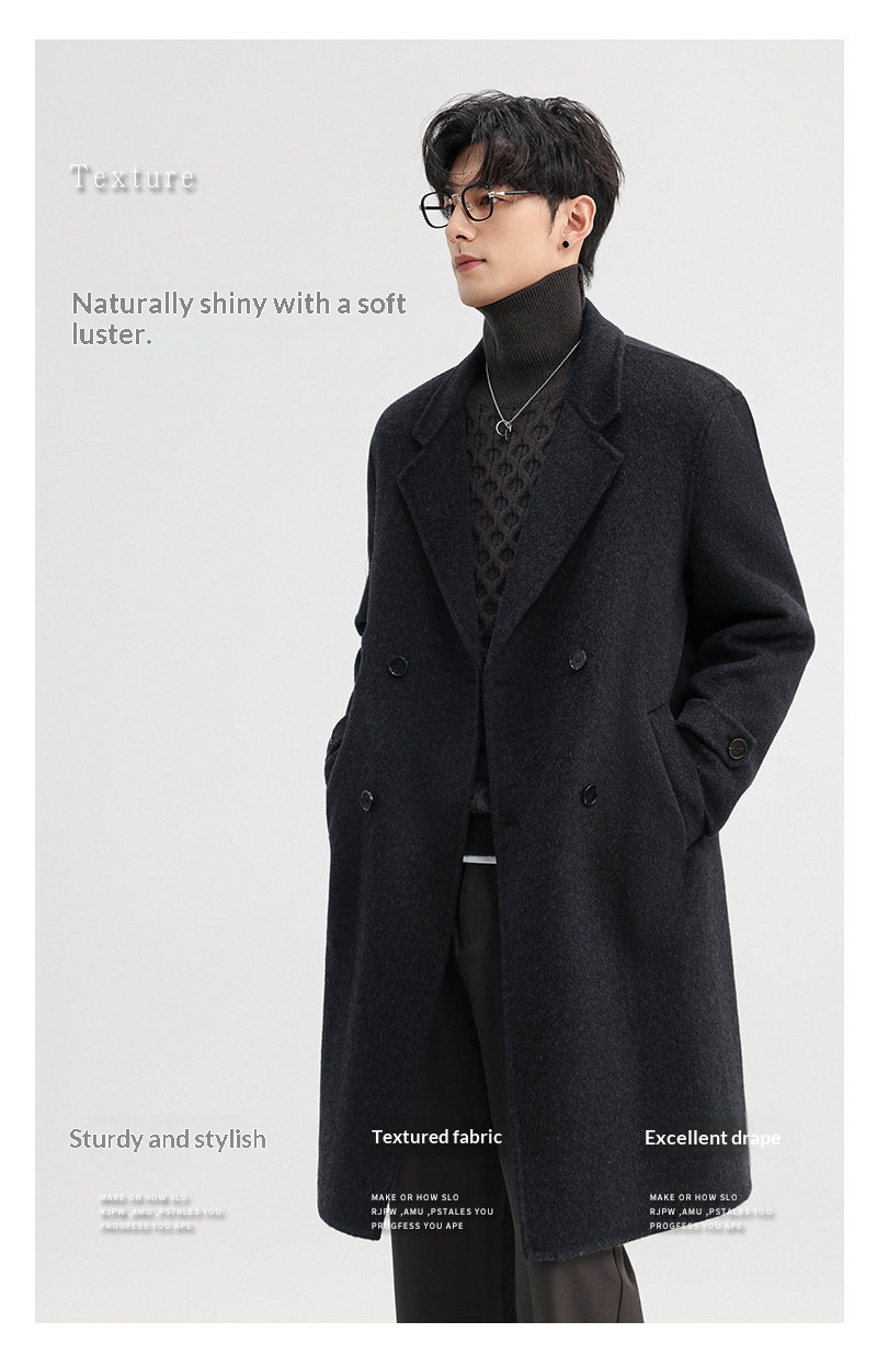 Boy Herren-Wollmantel Herbst/Winter 2025, doppelseitig, mittellang, mit Kragen, zweireihig, aus Wolle_voghion.com