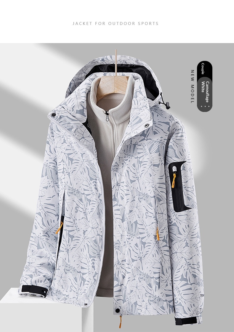 boy Boy Robo Outdoor 3-in-1 For Men And Women, Couple's Large Size Hiking Suit With Fleece, Warm Three-Piece Set Jacket_voghion.com