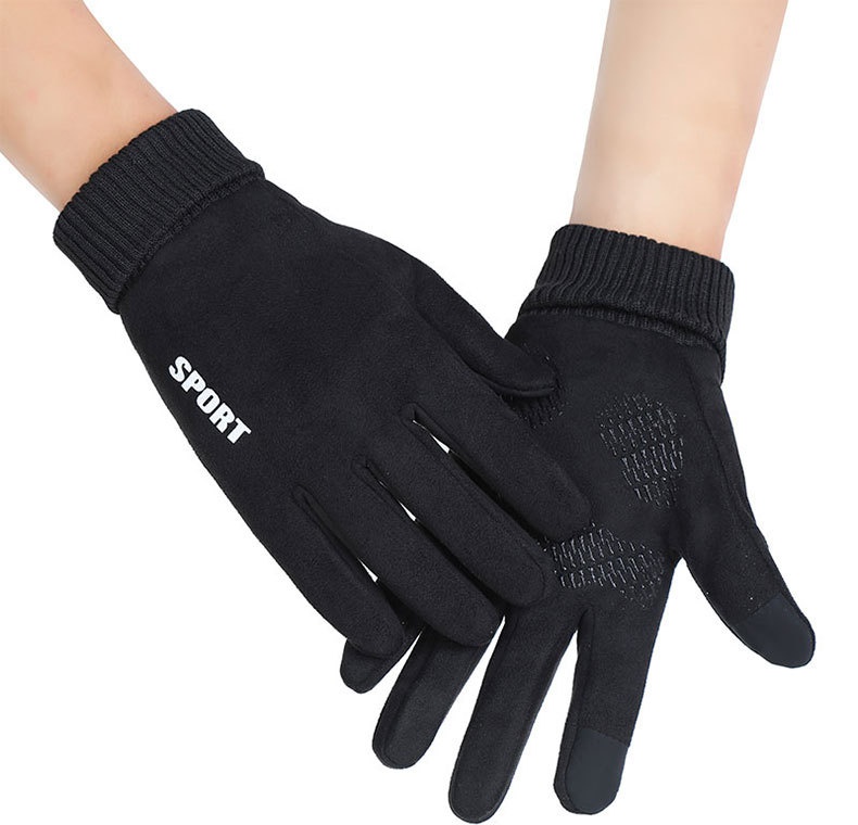 boy Boy Boy N034 Thermal Winter Outdoor Touchscreen Cycling Hand Protection Men's Suede Windproof Cold-Proof Gloves Derong_voghion.com