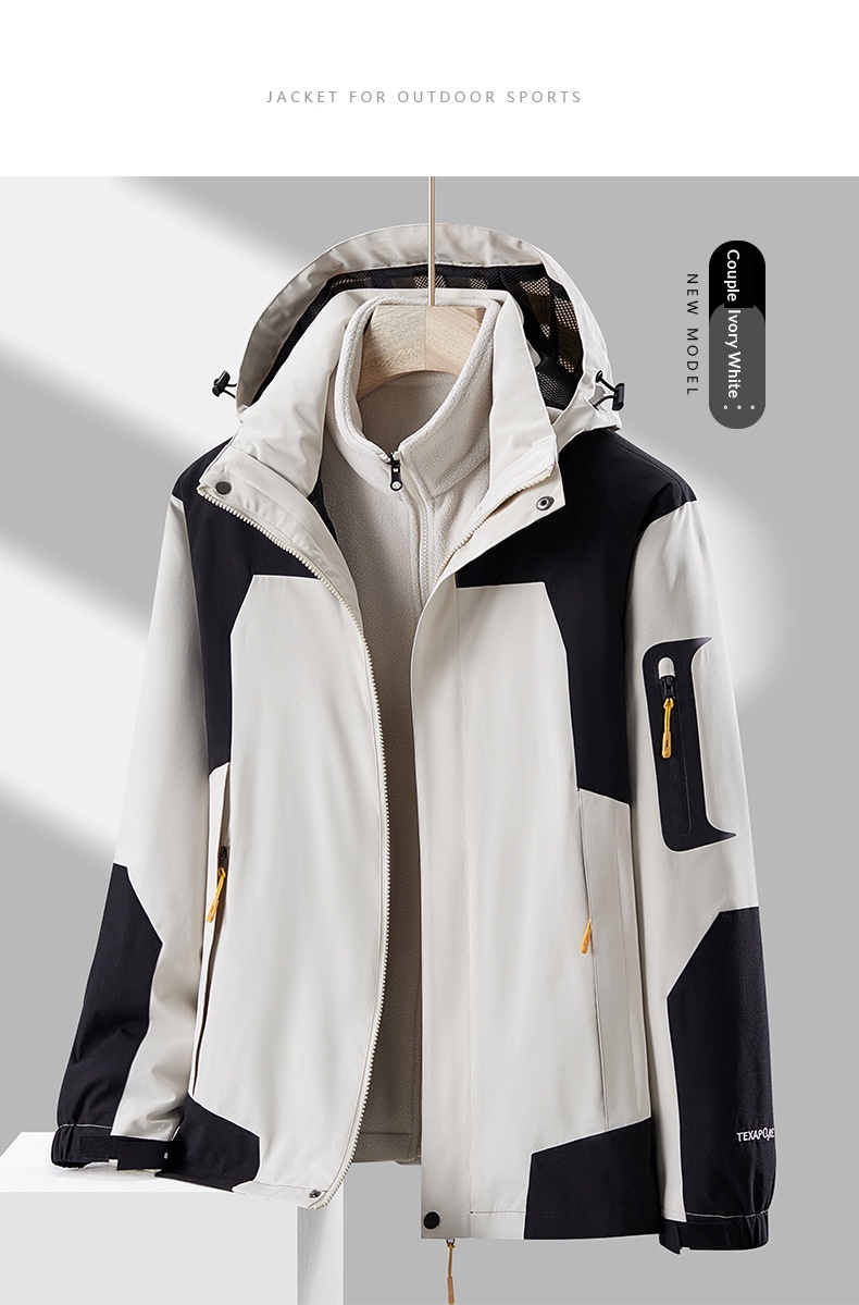 boy Boy Robo Outdoor 3-in-1 For Men And Women, Couple's Large Size Hiking Suit With Fleece, Warm Three-Piece Set Jacket_voghion.com