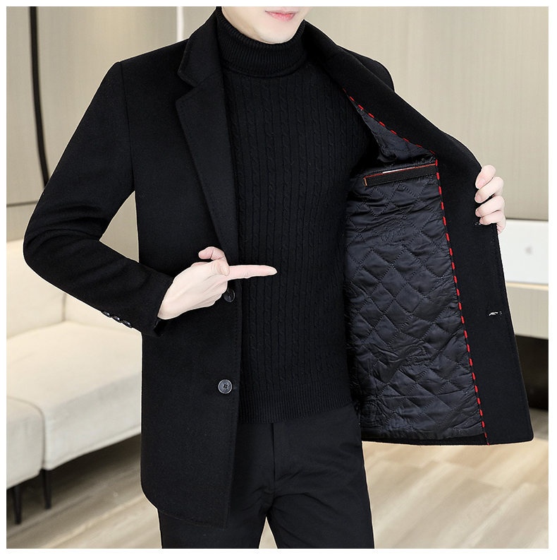 boy Boy Klonti - Autumn Winter Mid-Length Men's Wool With Turn-Down Collar Trench Coat D6609-p135_voghion.com