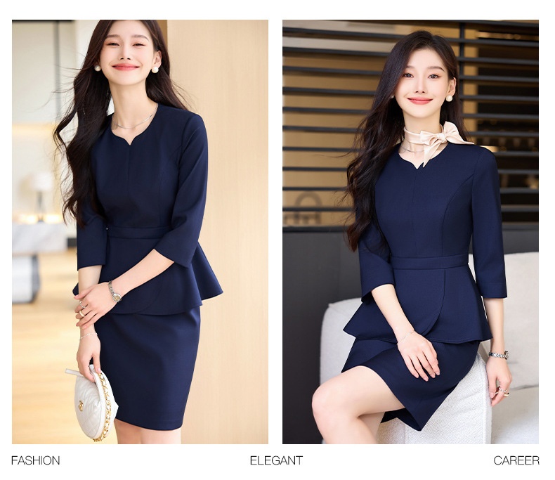 ChicShe 2024 Spring And Autumn New Apricot Color Three-Quarter Sleeve Professional Casual Blazer Women's Pants Skirt Two-Piece_voghion.com