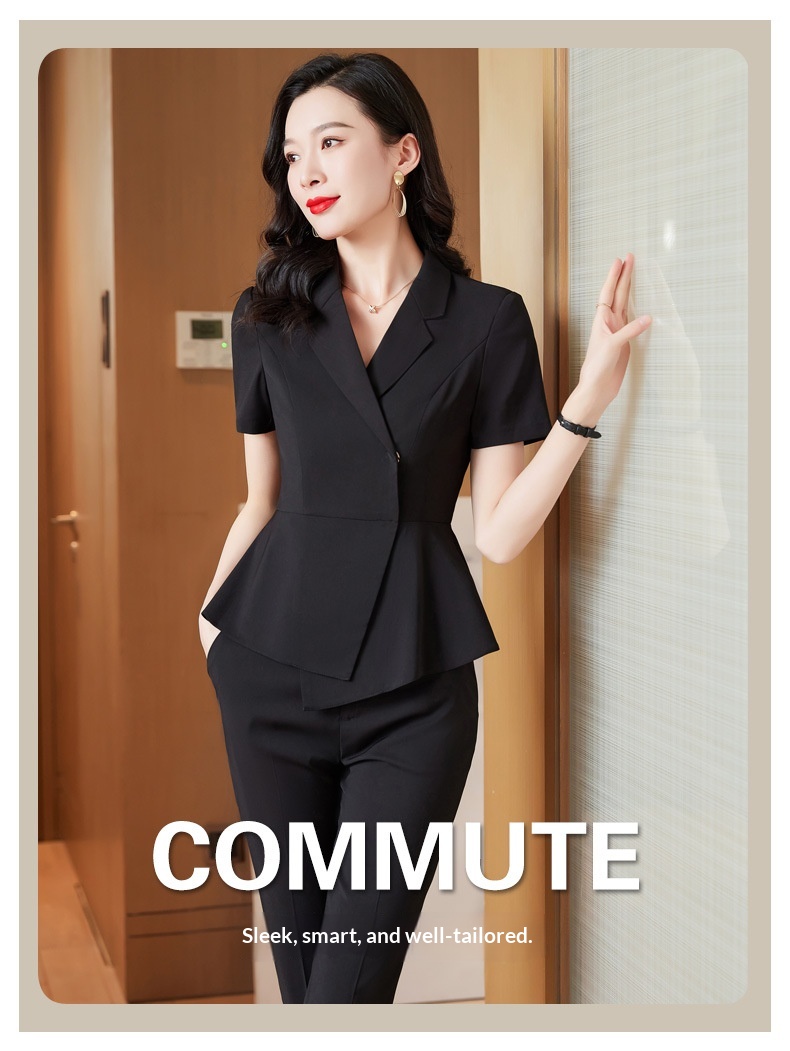 ChicShe Tenue d'été professionnelle à manches courtes, élégante et féminine, style déesse, tailleur pour bijouterie et salon de beauté._voghion.com