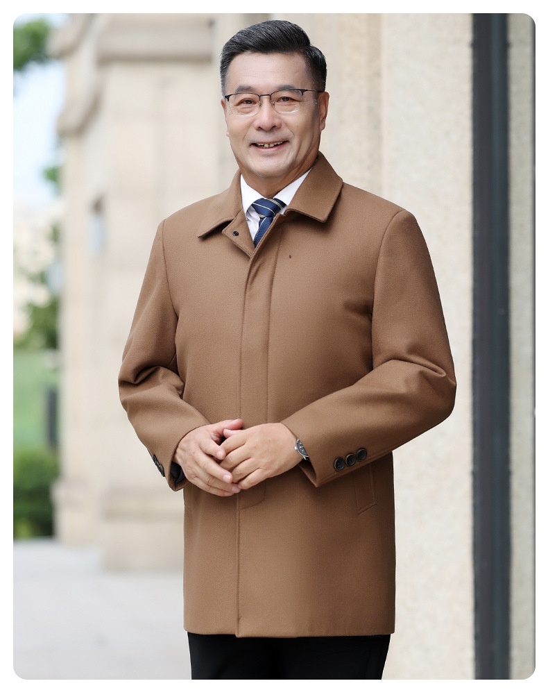 boy Boy Autumn Winter Mid-Length Slim Fit For Middle-Aged Men, Korean Style Men's Wool Trench Coat_voghion.com