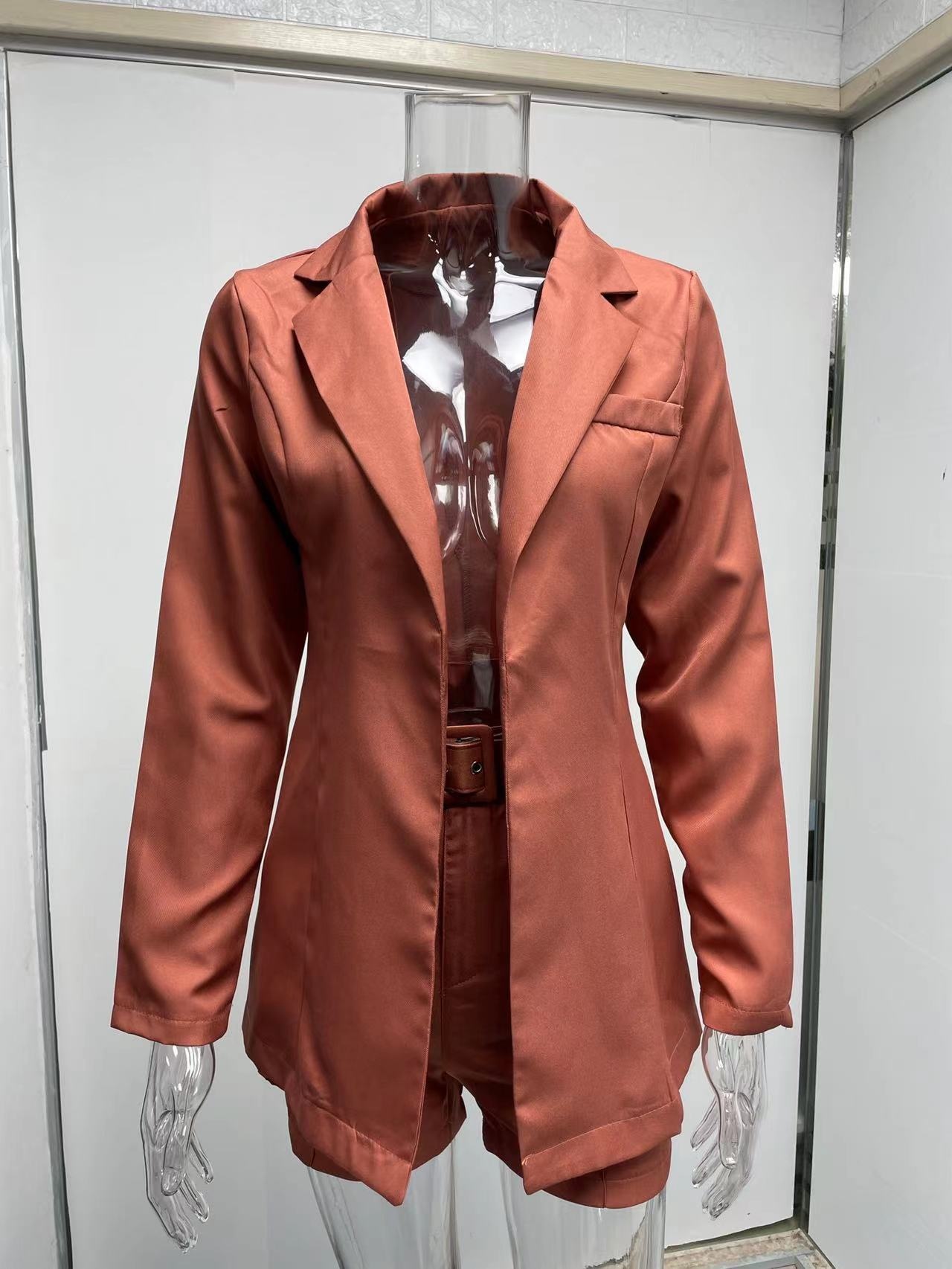 ChicShe 2024 European And American Cross-Border Tops Shorts Suit Set Sexy Elegant Women's Fashion Casual Lapel Cardigan_voghion.com