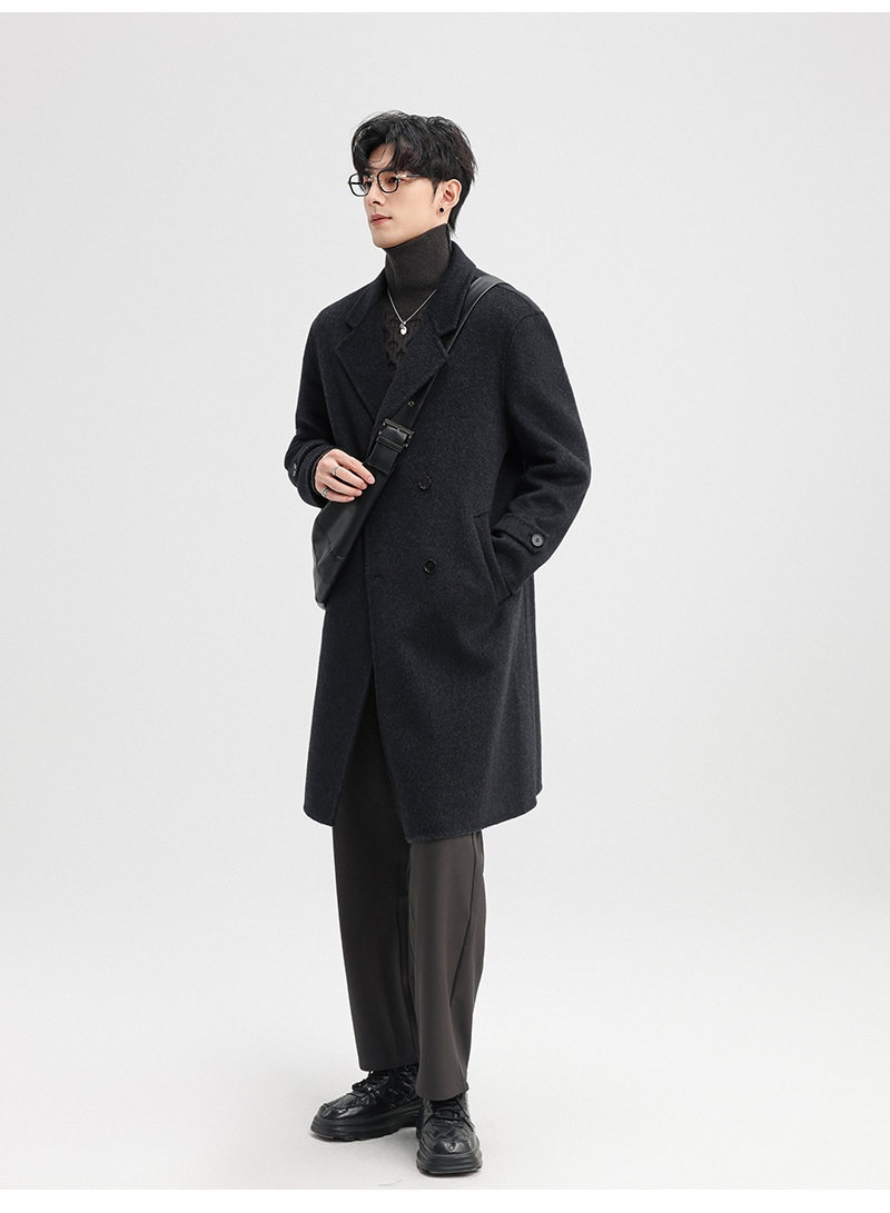 Boy Herren-Wollmantel Herbst/Winter 2025, doppelseitig, mittellang, mit Kragen, zweireihig, aus Wolle_voghion.com