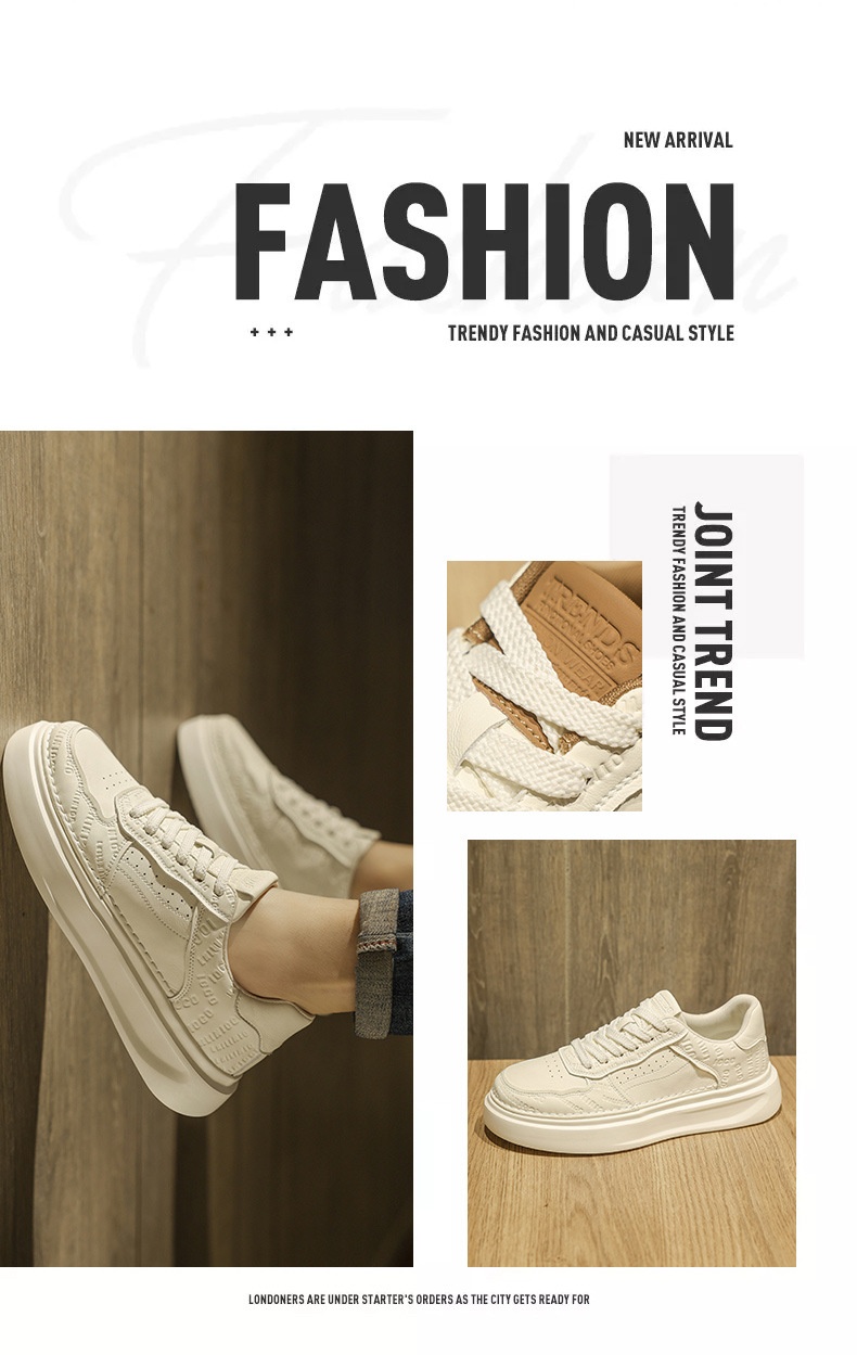 Glide European Suit British Style Thick-Soled White Autumn Breathable Thin Non-Slip Men's Trendy Shoes_voghion.com