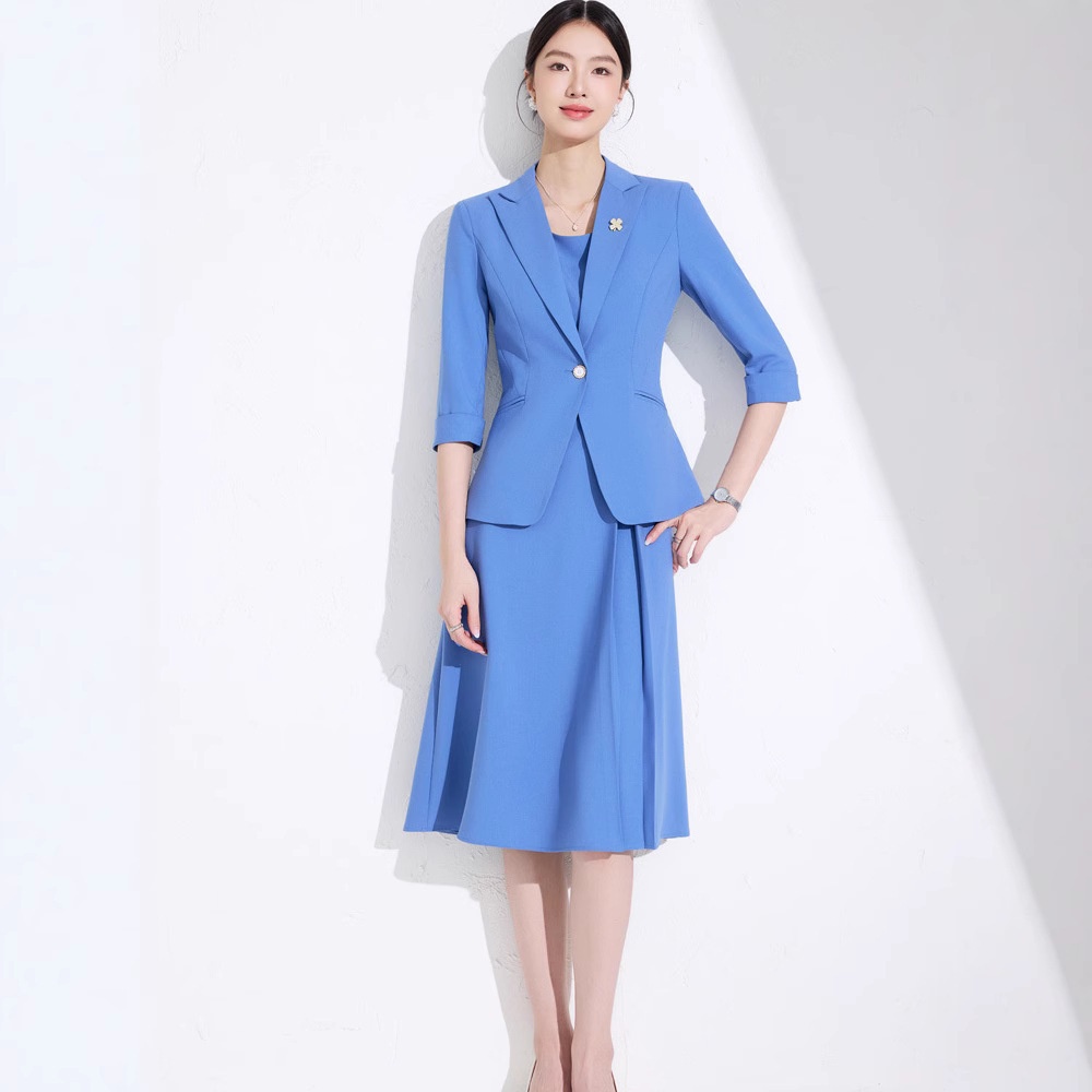 ChicShe Three-quarter Sleeve Small Collar Jacket Women Pants Dress Spring Summer Autumn Two-piece Suit High-end Fashionable_voghion.com