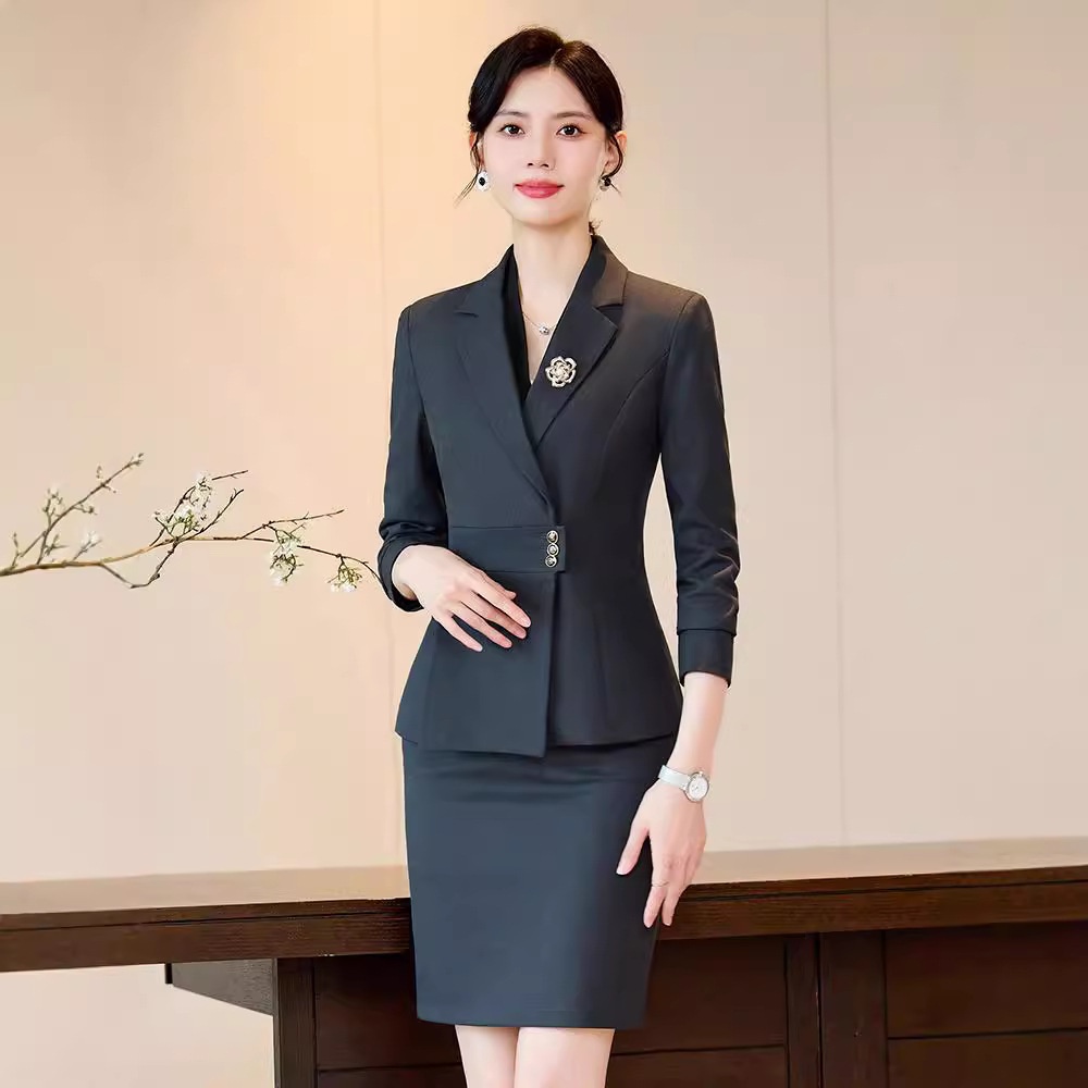 ChicShe Manufacturer Autumn Winter Fashion Front Desk Jewelry Gold Store Workwear New High-end Professional Suit Set For Women_voghion.com