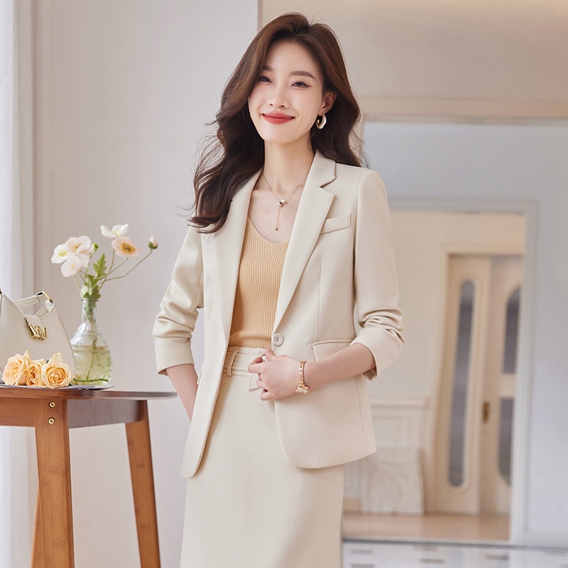 ChicShe Elegant And Small Jacket For Women OL Pink Suit Skirt High-Waisted Professional Two-Piece Set_voghion.com