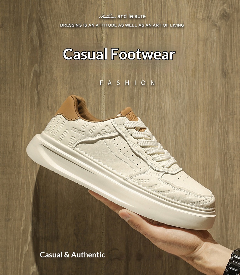 Glide European Suit British Style Thick-Soled White Autumn Breathable Thin Non-Slip Men's Trendy Shoes_voghion.com