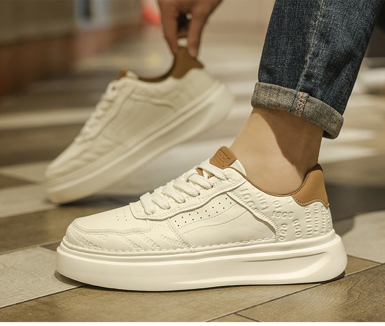 Glide European Suit British Style Thick-Soled White Autumn Breathable Thin Non-Slip Men's Trendy Shoes_voghion.com