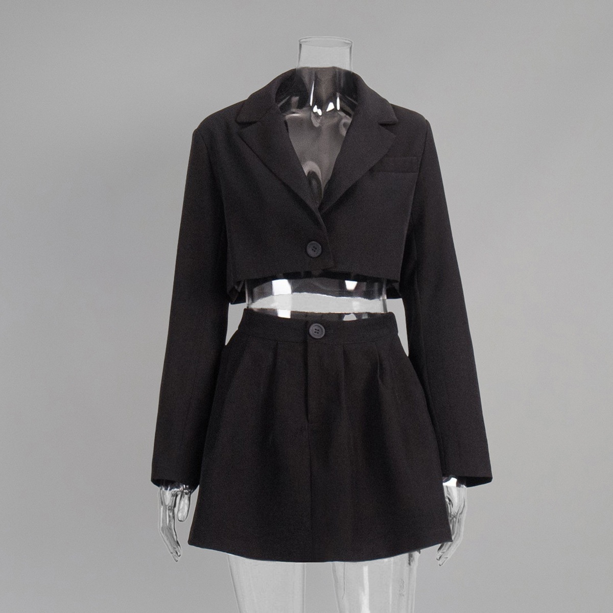 ChicShe Cross-Border Short European And American 2025 Spring Summer Y2K Right Shoulder Lapel Small + Mini Skirt Suit Set_voghion.com