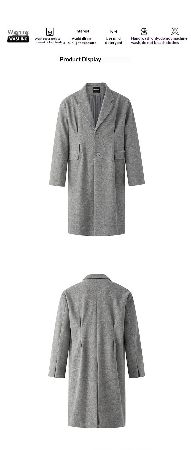 boy Boy MYQ Light Mature Mid-Length Wool For Men Winter Warm Suit Collar H-Type Woolen Trench Coat Korean Style Top_voghion.com