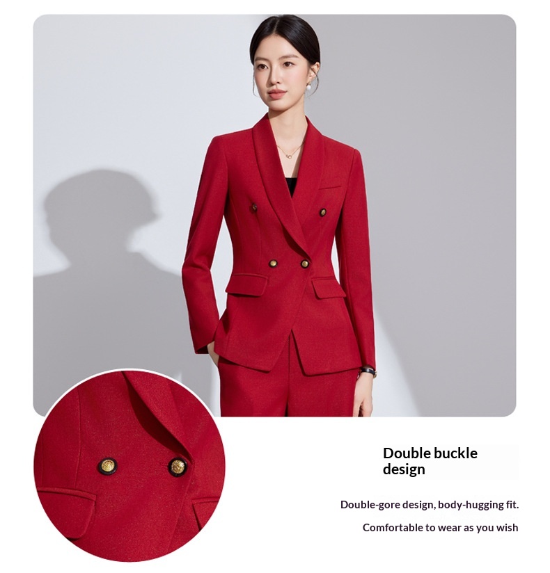 ChicShe Red Long Sleeve Blazer Women's Vest Pants Three-Piece Set Autumn Winter New Professional Fashion High-End Feel_voghion.com