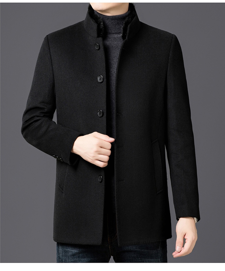 boy Boy Men's Wool Coa For Auumn And Winer, Business Casual, Middle-aged Dad, Wrinkle-Free, Warm, Down, Mink Fur Collar_voghion.com