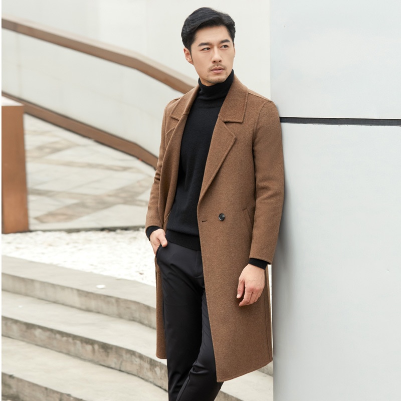boy Boy Boy Autumn Winter New Double-Sided Cashmere Men's Mid-Length Pure Wool Trench Coat Trendy Business Versatile Jacket_voghion.com
