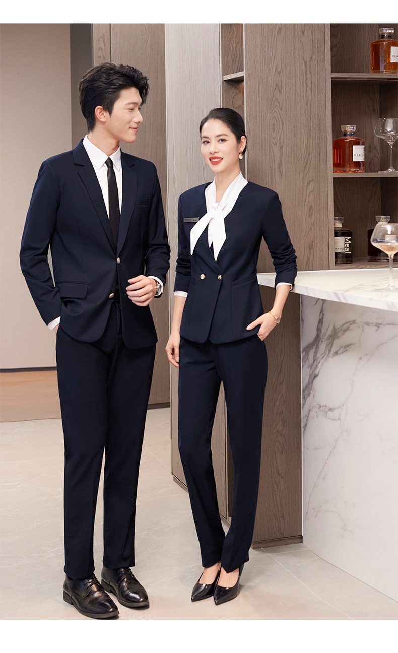 ChicShe Gray Professional Suit Set Unisex Hotel Front Desk Reception Manager Property Work Uniform_voghion.com