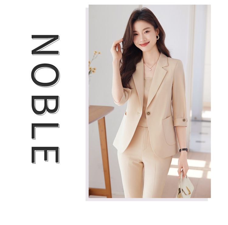 ChicShe 2024 Spring Summer New Professional Wear Women's High-end Mid-sleeve Suit Set Elegant Jewelry Hotel Beautician Uniform_voghion.com