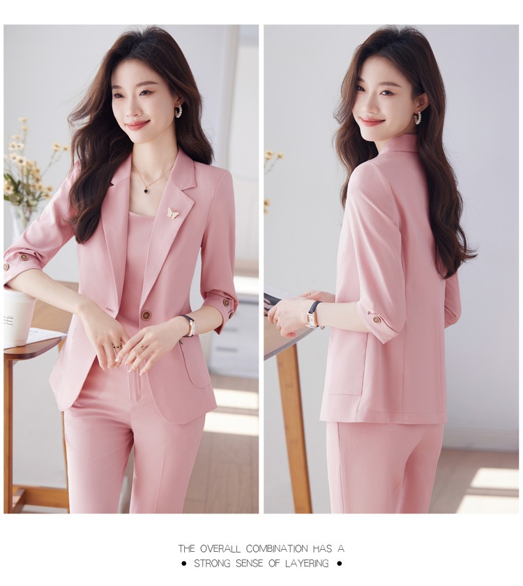 ChicShe 2024 Spring Summer New Professional Wear Women's High-end Mid-sleeve Suit Set Elegant Jewelry Hotel Beautician Uniform_voghion.com