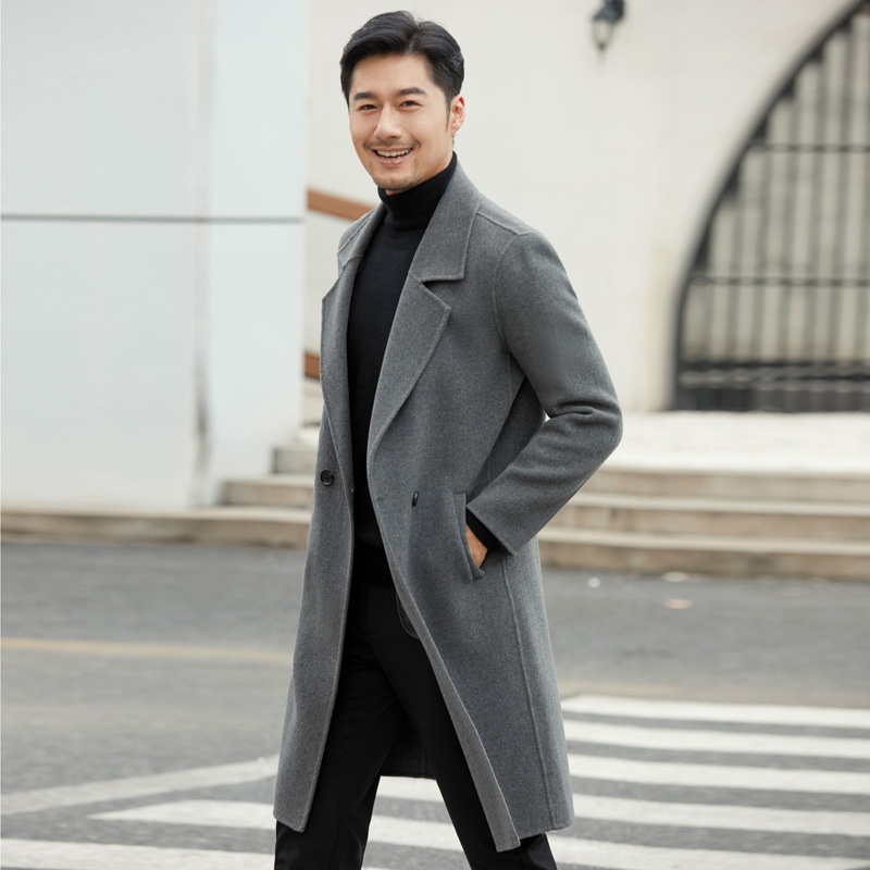 boy Boy Boy Autumn Winter New Double-Sided Cashmere Men's Mid-Length Pure Wool Trench Coat Trendy Business Versatile Jacket_voghion.com