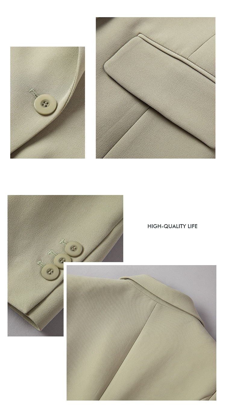 ChicShe Spring And Autumn New Light Green Acetate Small Blazer One Button Two-Piece Professional Suit Set Slim Pants Little_voghion.com