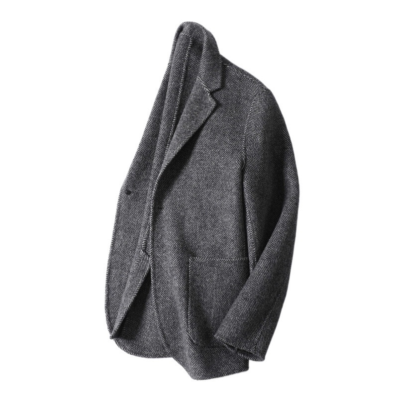 boy Boy Design Sense Double-Sided Wool Coat Men's Short Jacket 23 Autumn Winter Non-Cashmere Thickened Woolen Blazer_voghion.com