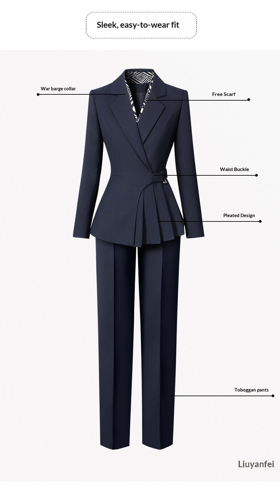 ChicShe Professional Suit Set Women, Commuting Fashion, Elegant Waist-Cinching, Suitable For Jewelry Store And Hotel Manager,_voghion.com