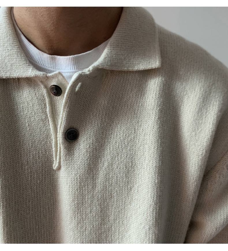 Boy Boy ASCLO New Dongdaemun Korean Clothing Turn-down Sweater Men's Designer Polo Collar Skinfriendly Loose Autumn Casual_voghion.com
