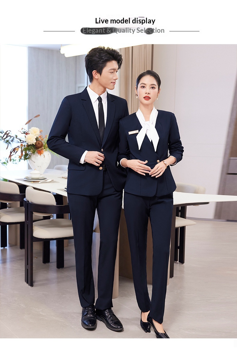 ChicShe Gray Professional Suit Set Unisex Hotel Front Desk Reception Manager Property Work Uniform_voghion.com