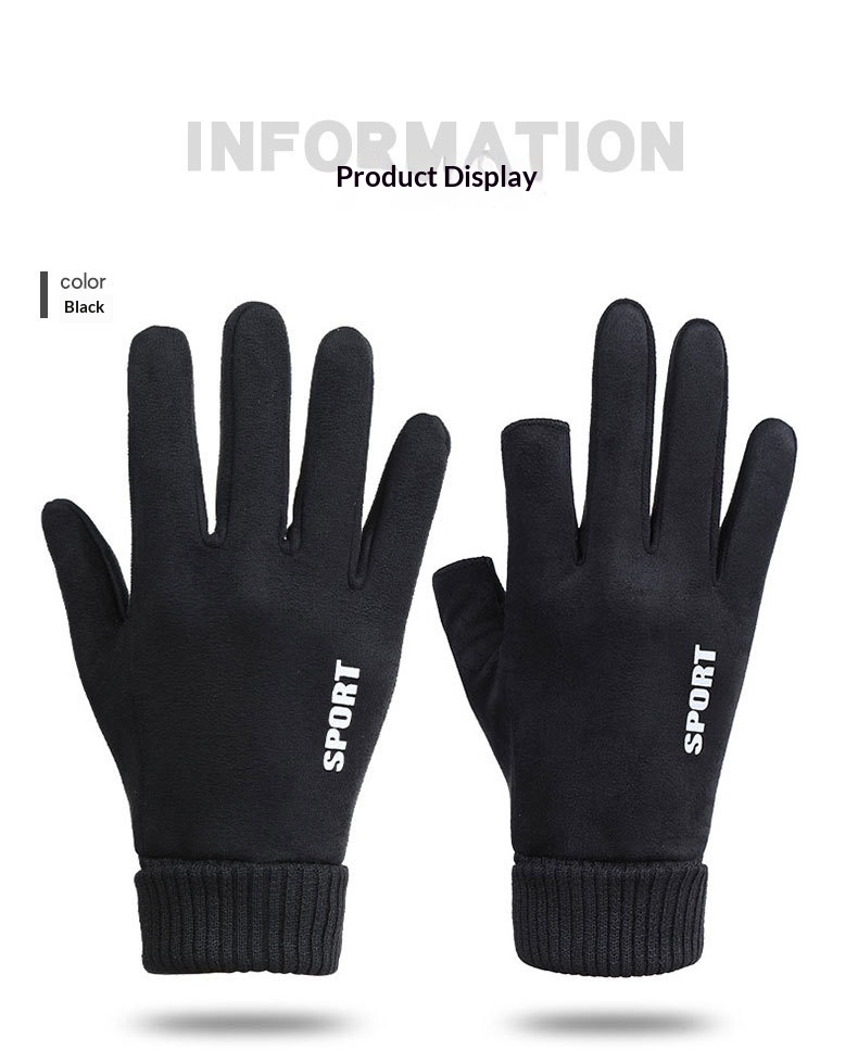 boy Boy Boy N034 Thermal Winter Outdoor Touchscreen Cycling Hand Protection Men's Suede Windproof Cold-Proof Gloves Derong_voghion.com