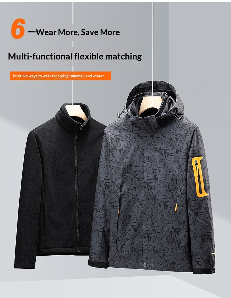 boy Boy Robo Outdoor 3-in-1 For Men And Women, Couple's Large Size Hiking Suit With Fleece, Warm Three-Piece Set Jacket_voghion.com