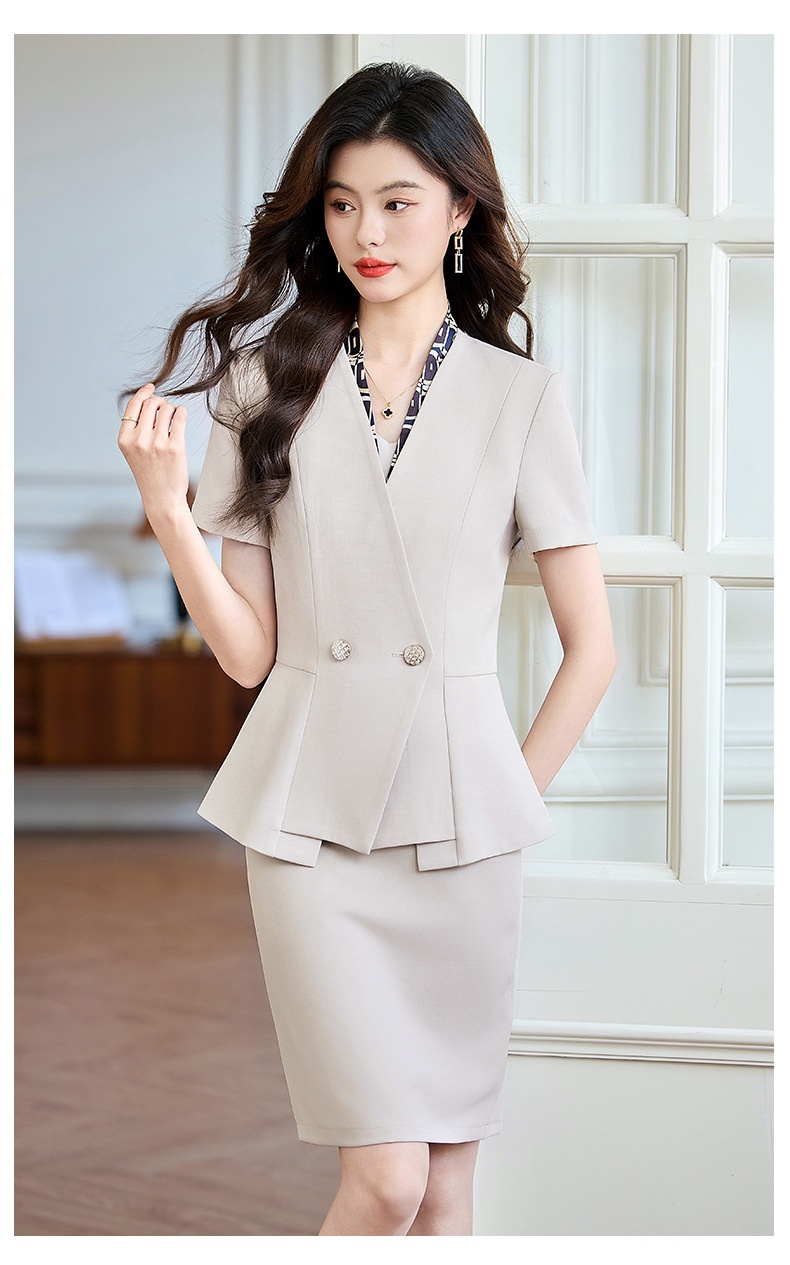 ChicShe Short Sleeve V-Neck Blazer Women's Pants Skirt Professional Casual Summer Two-Piece Set 2025 New Style_voghion.com