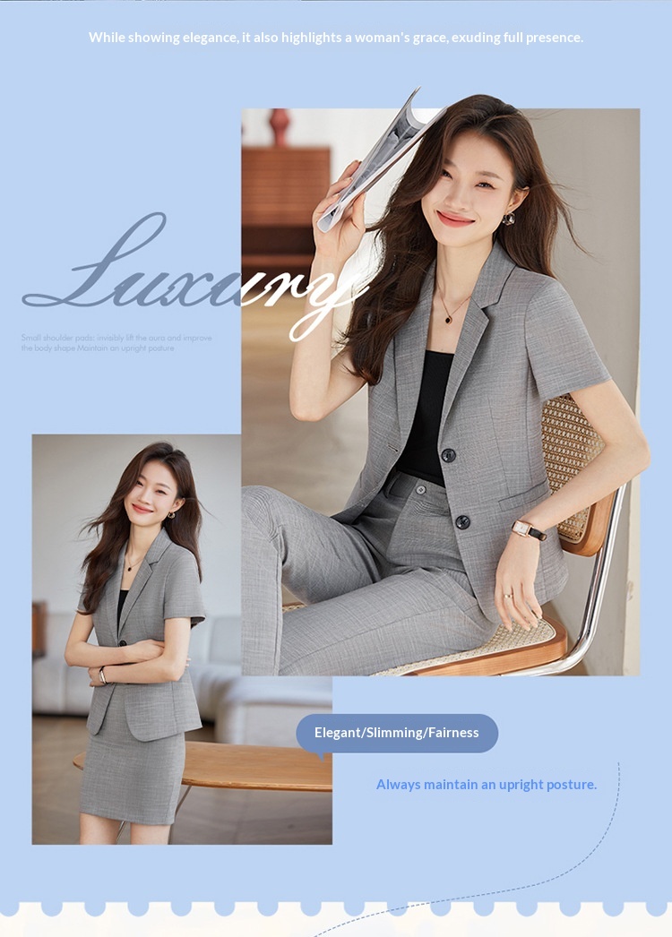 ChicShe Fashion Trendy Elegant Slim Fit Jewelry Beautician Front Desk Workwear 2025 Summer Short Sleeve Formal Suit_voghion.com