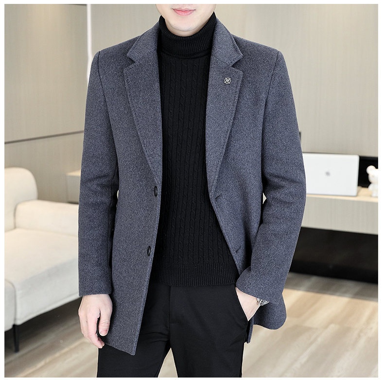 boy Boy Klonti - Autumn Winter Mid-Length Men's Wool With Turn-Down Collar Trench Coat D6609-p135_voghion.com