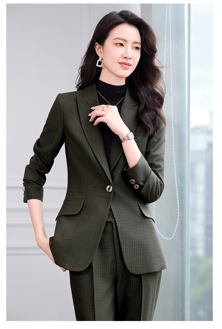 ChicShe Plaid Single Button Elegant Professional Suit Women's Formal Outfit Pants Long Sleeve Workplace Winter Temperament 2529_voghion.com