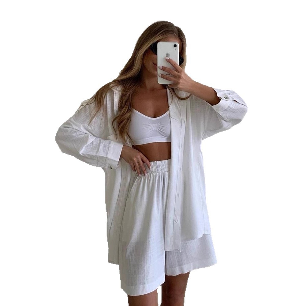 ChicShe Printemps 2024 Nouvelle chemise unie à manches longues, style européen et américain, coupe ample et décontractée_voghion.com