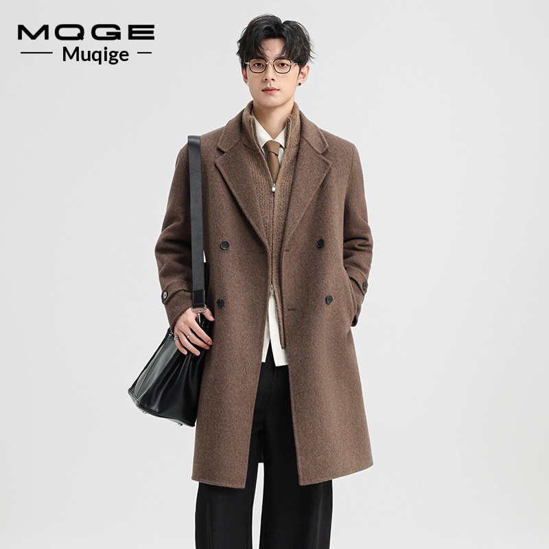 Boy Herren-Wollmantel Herbst/Winter 2025, doppelseitig, mittellang, mit Kragen, zweireihig, aus Wolle_voghion.com