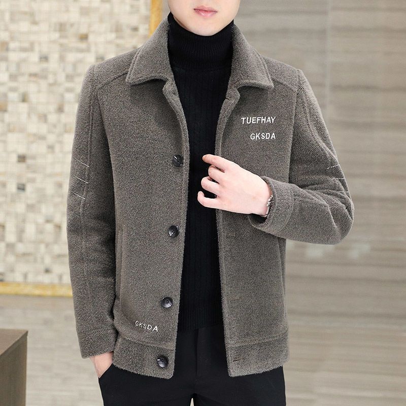 boy Boy 2025 New Men's Short Autumn Winter Woolen Jacket Thickened Casual Trench Coat_voghion.com