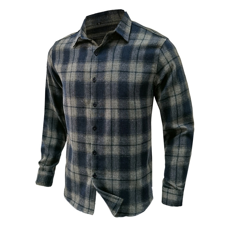 ForMen 2022 Cross-Border Loose Flannel Autumn Winter European And American Long Sleeve Plaid Casual Shirt Men's Style_voghion.com