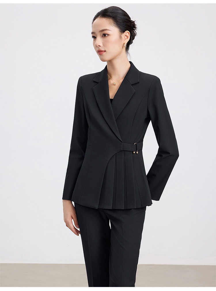 ChicShe 2025 Autunno Elegante Completo Nero da Donna Completo da Lavoro di Alta Qualità per Hotel Reception Gioielleria Negozio Abbigliamento da Lavoro per Donna_voghion.com