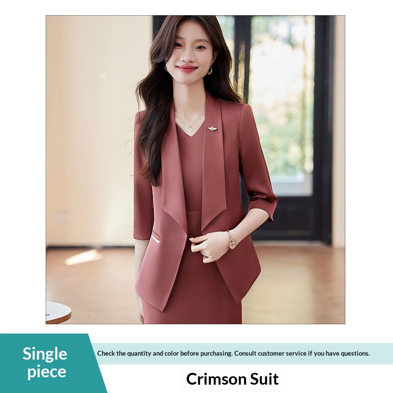 ChicShe Abito da donna rosso con maniche a tre quarti, giacca corta, completo due pezzi, primavera e autunno 2025, nuovo_voghion.com