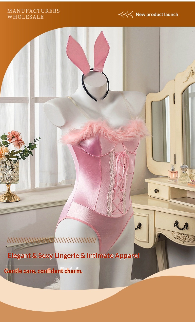 Eros Lab Lingerie Cute Bunny Girl Plush Bodysuit Fishnet Sexy Charming Passion Set Wholesale Temptation_voghion.com