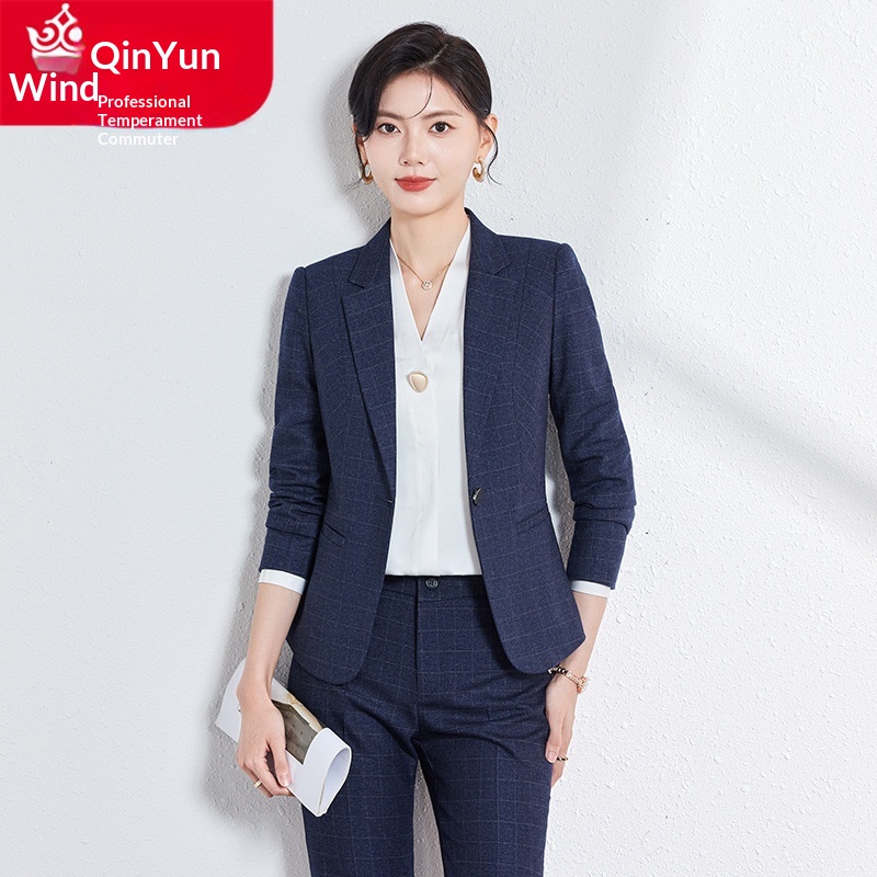 ChicShe High-End-Anzug für Damen, modisch im koreanischen Stil, Hotel- und Businesskleidung, neue Herbst-/Winterkollektion, formelle Kleidung, elegante Businesskleidung, karierter Blazer_voghion.com