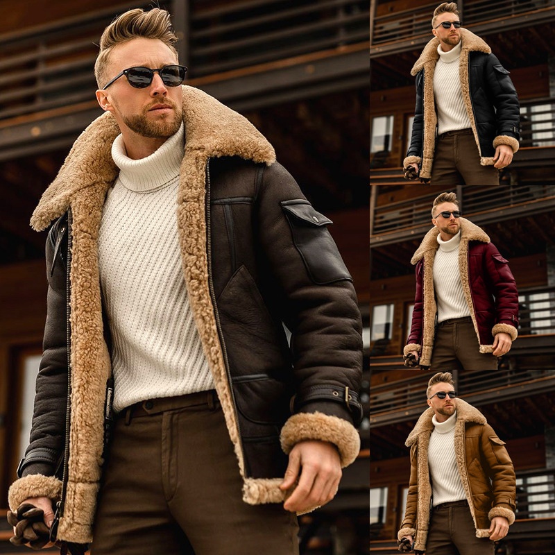 boy Boy 2021 Autumn Winter New Fur-Lined Men's Jacket Mid-Length Export Wholesale Thickened Coat_voghion.com