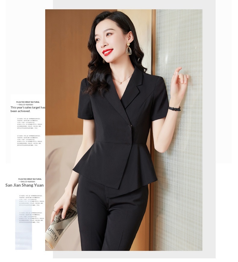 ChicShe Tenue d'été professionnelle à manches courtes, élégante et féminine, style déesse, tailleur pour bijouterie et salon de beauté._voghion.com