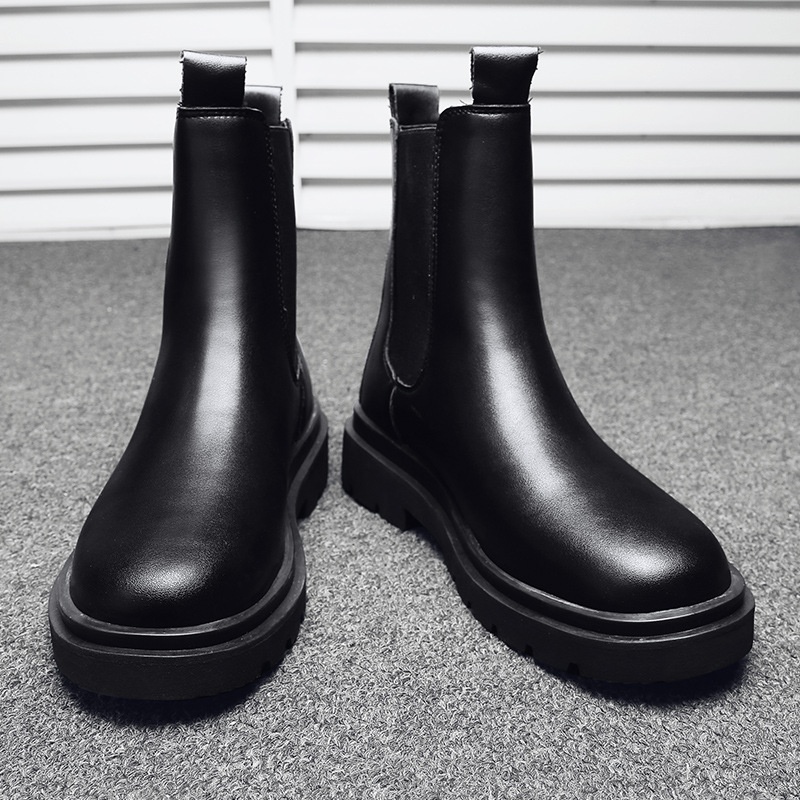 Glide 2022 Autumn Winter Men's High-top Martin Boots Youth Outdoor Black Cotton New Fashion Casual Shoes_voghion.com